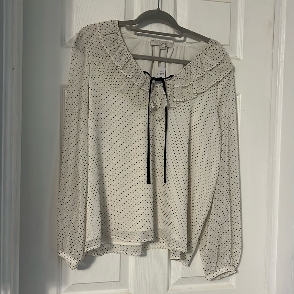 NWT white with black polka dots blouse from loft